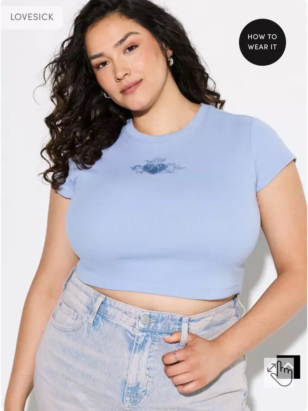 Torrid lovesick cropped baby tee in size 0 (12)